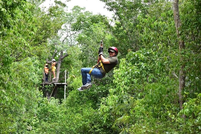 Adrenaline Tour with ATV, Zipline, and Cenote from Cancun - A simple zipline circuit above the trees