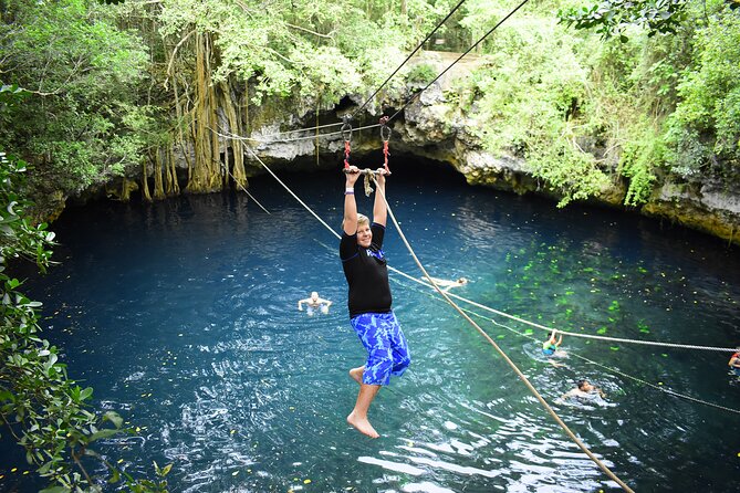 ATV Jungle Adventure with Ziplines, Cenote & Transportation - Swimming at cenote Verde Lucero