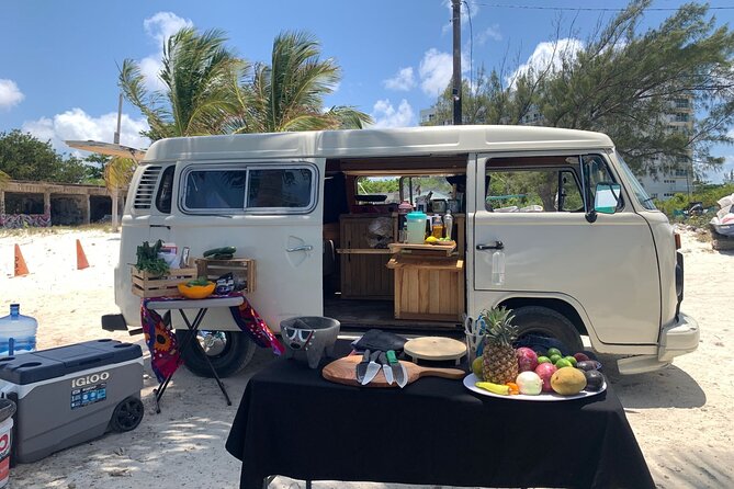 Cancun Beach Seafood Barbecue Class in a Kombi - Unlimited drinks with one menu detail to check