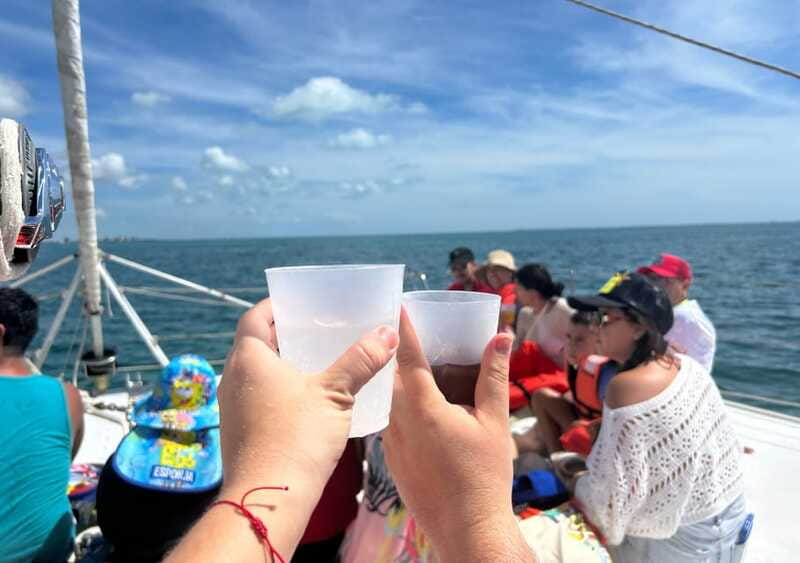 Cancun: Isla Mujeres Catamaran with buffet, drinks & snorkel - Lunch at Playa Norte beach club