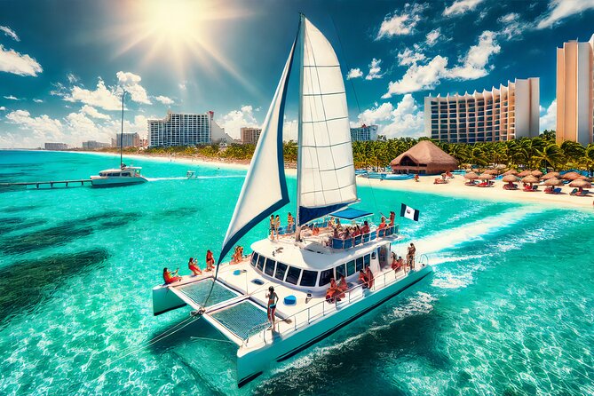 Exciting Catamaran Tour to Isla Mujeres, from Cancún! - Sailing out with music, drinks, and a lively crew