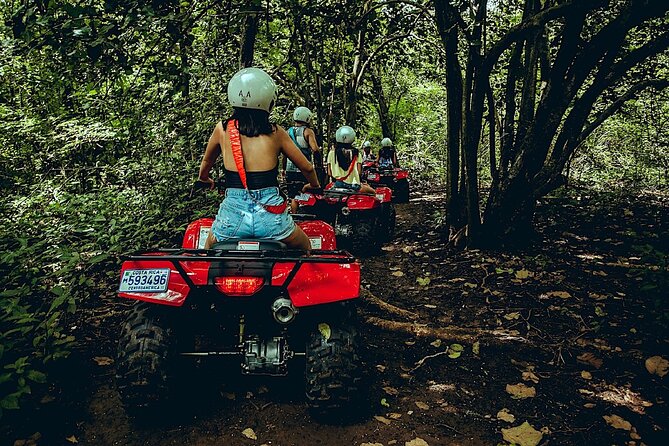 Family ATV Cenote Five Zip Lines Photos Taco Lunch Tequila Taste - Five zip lines and a hanging bridge