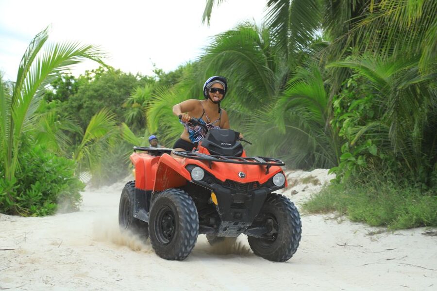 From Cancún: ATV Jungle Trail Adventure and Beach Club - David, the guide team, and the safety balance
