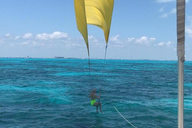 Isla Mujeres adventure by Catamaran. Snorkel, open bar and lunch - Lunch and beach club time on Isla Mujeres