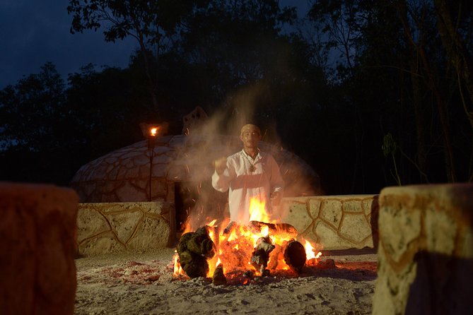 Mayan Ceremonial Night: Temazcal, Cenote Swim and Dinner from Playa del Carmen - The bonfire purification ceremony