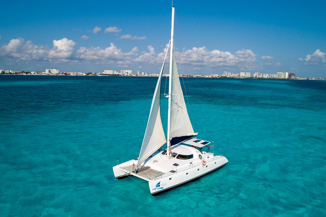 Private Catamaran from Cancun to Isla Mujeres | For up to 40 pp - Snorkeling at Manchones Reef and the underwater museum
