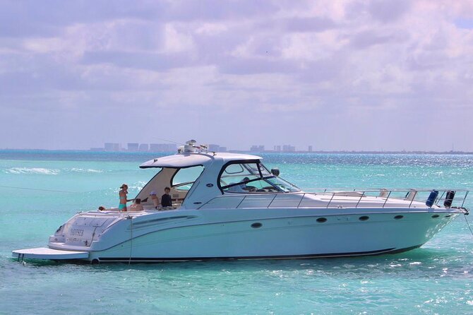 Private Yacht SEARAY SUNDANCER 60ft up to 20 pax 23P1 - Leaving Sunset Marina and crossing Cancun Bay