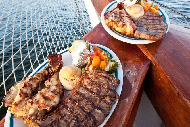 Romantic Dinner in the Spanish Galeon with Sax in Cancun. Lobster & Beef menu. - The lobster and beef dinner
