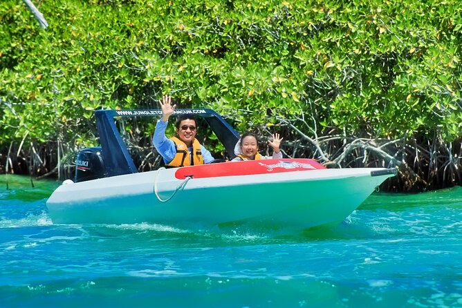 Speedboat across the Mangroves & Snorkel with Jet Ski Rental - Driving the speedboat through Cancun’s mangroves