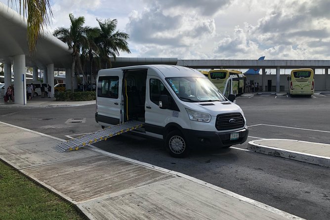 Transportation from the Airport to Hotels in Cancun arrival only - The adapted van and wheelchair setup